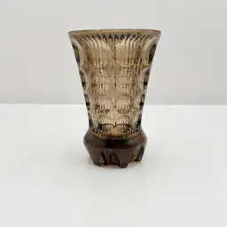 Fostoria Glass Brown Thumbprint Vase