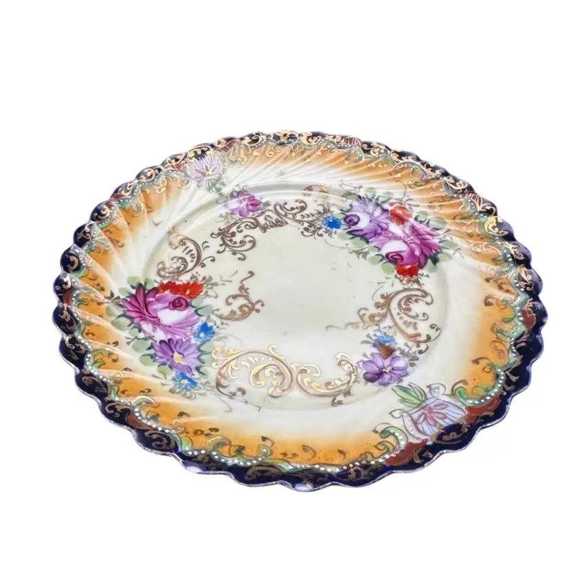 Hand-painted floral porcelain plate