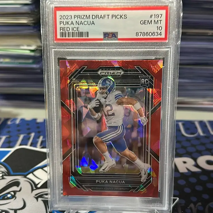 Puka Nacua Prizm Draft Red Ice PSA 10 Los Angeles Rams