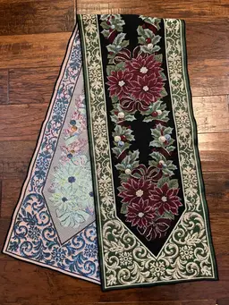 Burgundy, Green And Gold Table Runner 14” x  68”