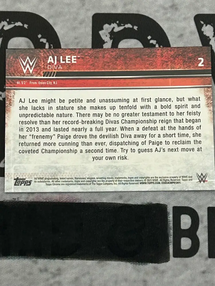 2015 Topps Chrome WWE Aj Lee