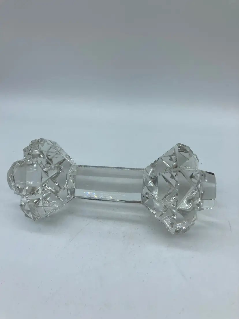 Large Vintage Crystal Brilliant cut glass barbell-shaped knife rest