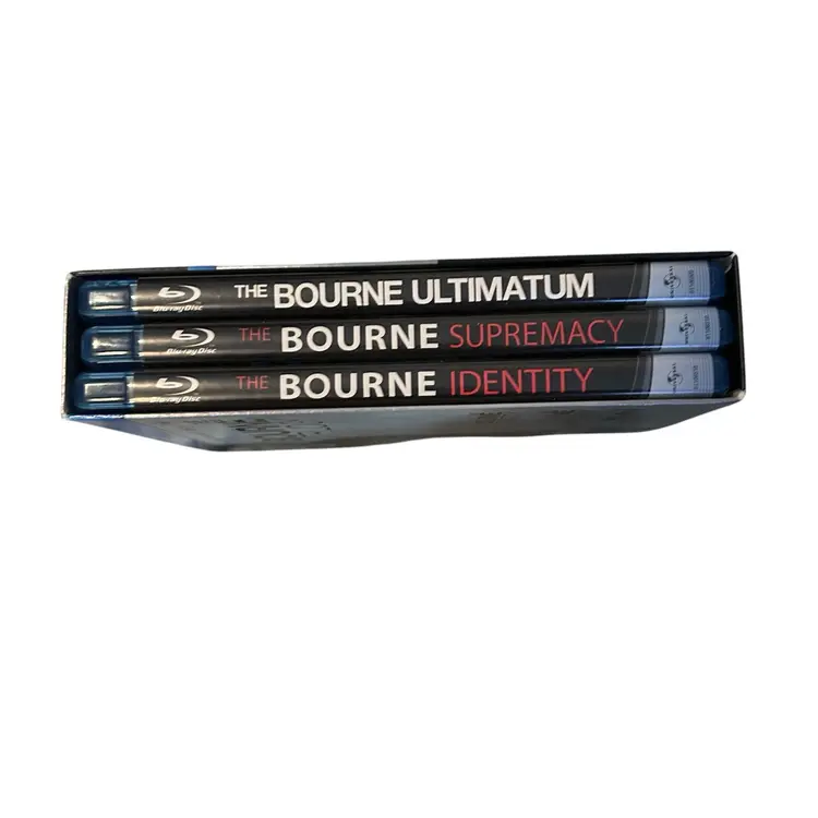 The Bourne Trilogy Blue Ray Pre-loved. Great for any action junky. Watch all 3.