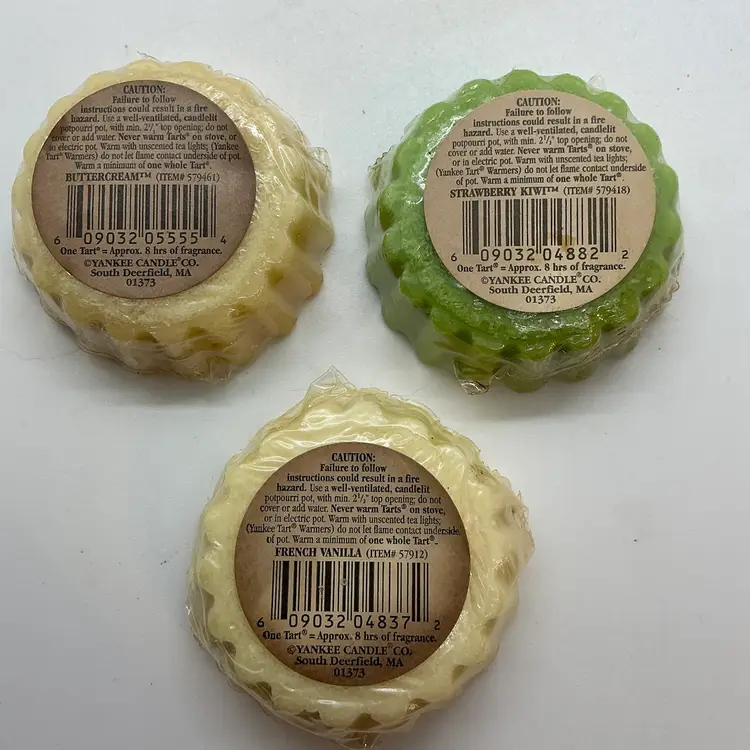 Lot Of 3 Vintage Yankee Candle Wax Potpourri Tarts: Buttercream, Strawberry Kiwi