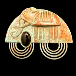 Modernist Perfect Patina Cooper Elephant Brooch 2.5”