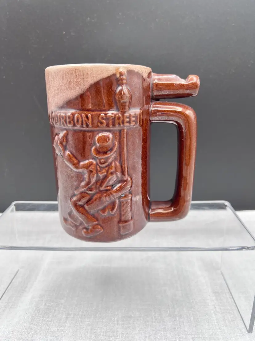 Vintage Pottery/Ceramic Bourbon Street Souvenir 'Wet Your Whistle' Mug with Built in Whistle