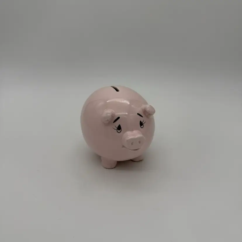 Vintage Pink Piggy Bank By Russ Berrie & Co. (Stopper Not Included)  4” X 6.5”