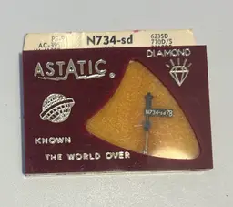 Vintage Astatic Diamond NOS Replacement Record Player Stylus/Needle N734-sd Tetrad