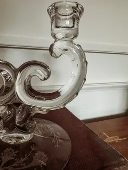 Fostoria Glass Bouquet 6 3/4" 2 Lite Candlesticks