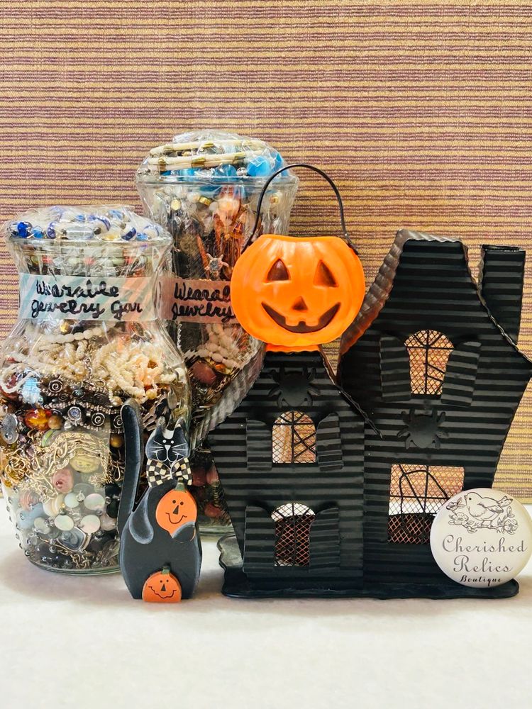 Antique Store Jewelry Jar With Pop Up Sales