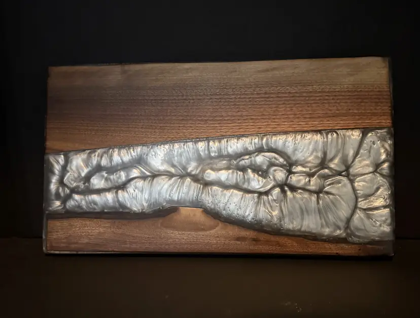 #01 Walnut and Silver Epoxy Cutting Board