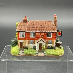 Elgate The Red Lion Miniature English Village Pub Building VTG Thatched Roof