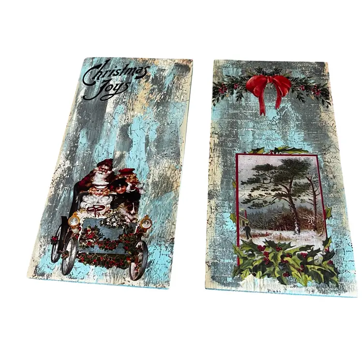 008 Set 2 Made By Me Holidays Christmas Wood Wall Hangings