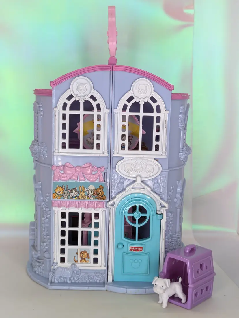 Fisher Price Sweet Streets Pet Parlor Animal Grooming DollHouse 2002 Mattel Carry-Along Loving Family Miniatures Vintage Collectible toy