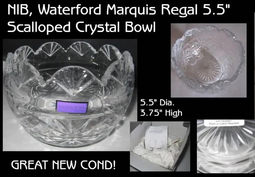 NIB Waterford Crystal MARQUIS Regal, Scalloped Bowl