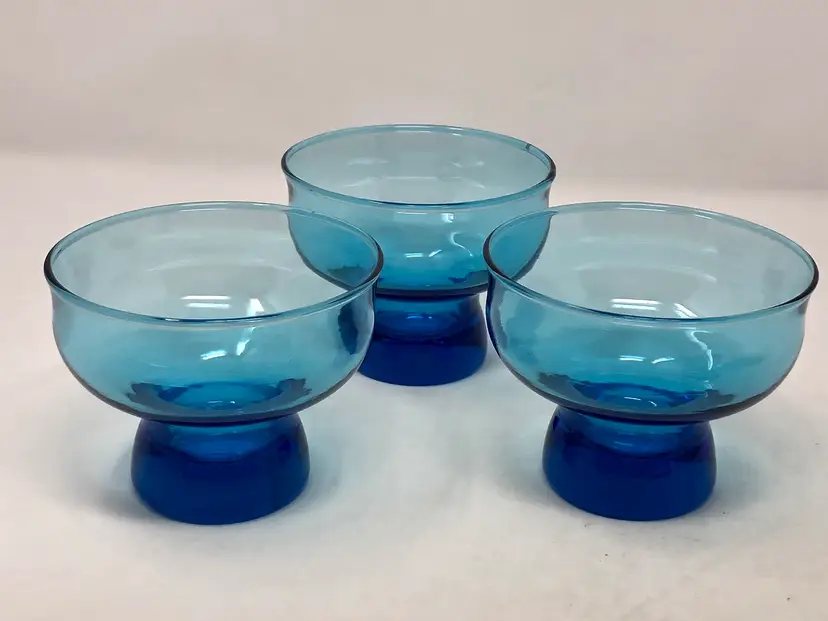 #01 Anchor Hocking Tivoli Laser Blue Dessert Cups Set of 3