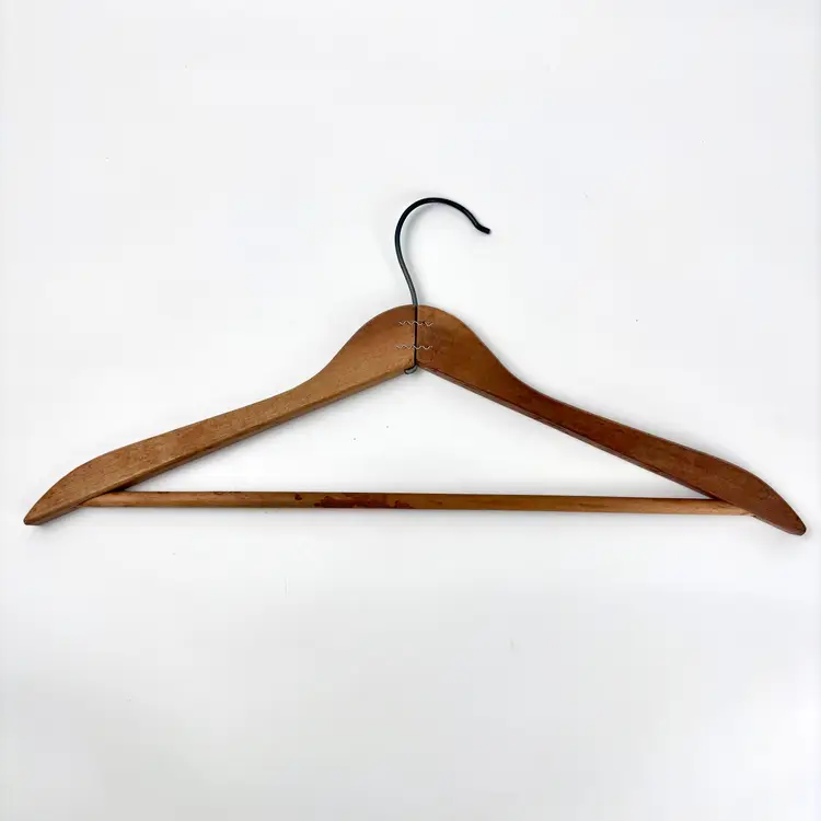 Vintage Wooden Hanger Staple Closure at the Center