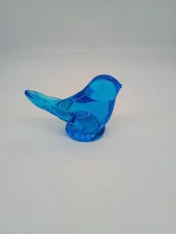 Blue Bird of Happiness Art Glass Signed Leo Ward 1991 Vintage Terra Studios