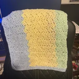 Baby Afghan Blue Yellow Green 32x24