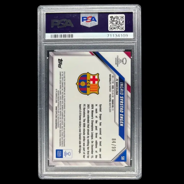 Ingrid Syrstad Engen 2021/22 Topps Chrome UWCL Neon Green /99 PSA 10 Soccer Card