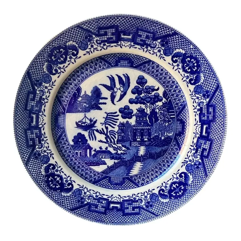Early 20th Century Blue Willow Dinner Plate Japan 9β