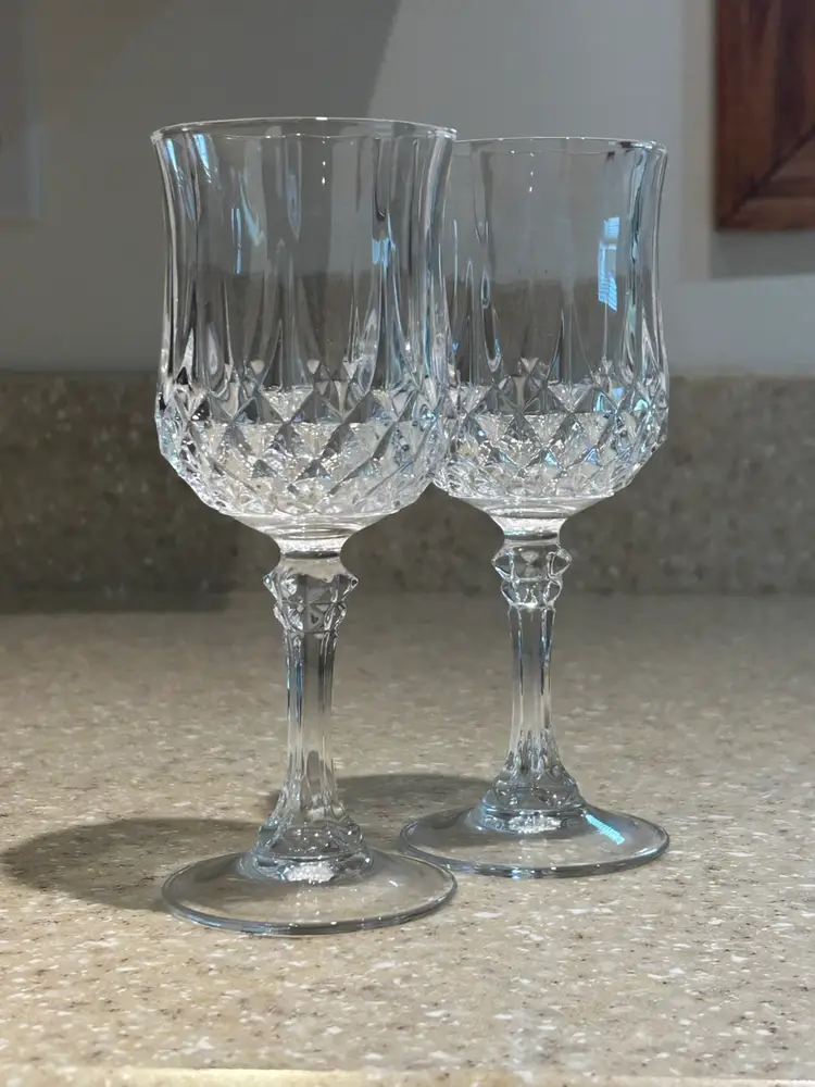 Cristal d'Arques-Durand Longchamp Tall Water Goblets Wine Glass Set 6 / 6.5”/4oz