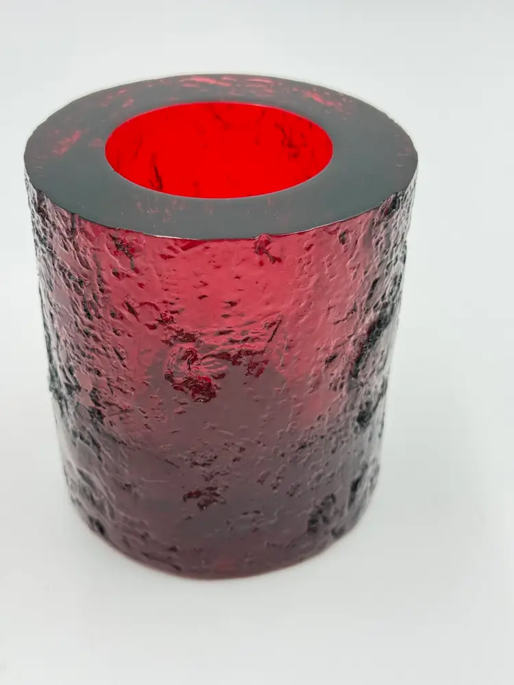 JI&O Vintage Lucite Glowing Red Textured Votive Candle Tea Light 4” Holder