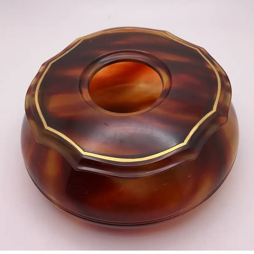 DuBarry Praylin Hair Receiver Shell Tortoise Color Celluloid? 4 3/4” x 2 1/4” Glows