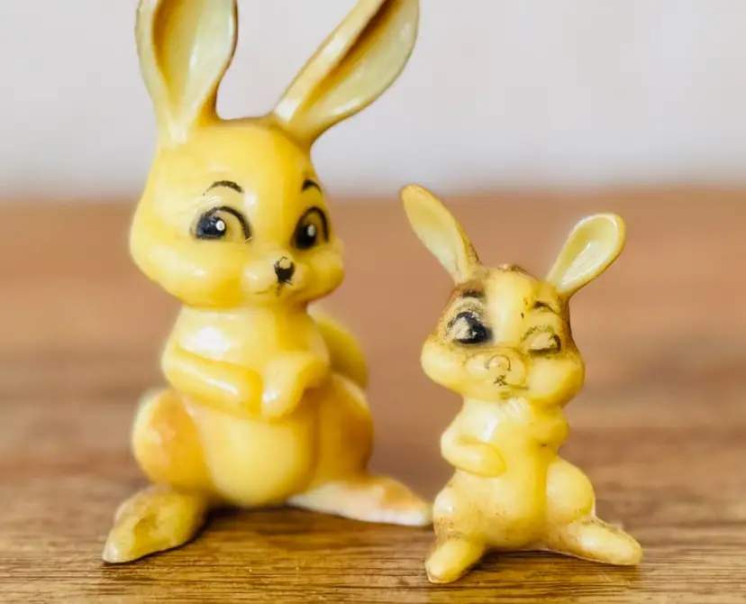 Easter Wilton Plastic Bunny Set of 2 1960s Hong Kong Mid Century Holiday Decor