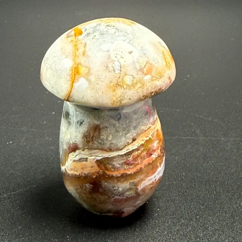 Natural Ocean Jasper Mushroom Hand Carved Stone Healing Crystal Reiki 2.5" 194g