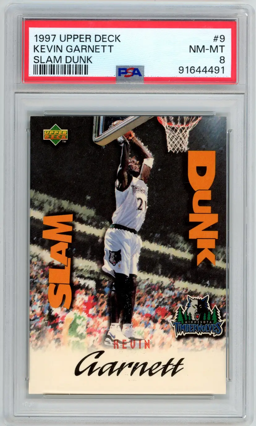 1997 Upper Deck KEVIN GARNETT Slam Dunk #9 TIMBERWOLVES HOF PSA 8 NM-MT