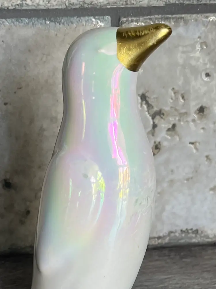 Vintage 1960's Mid Century Iridescent Ceramic Penguin
