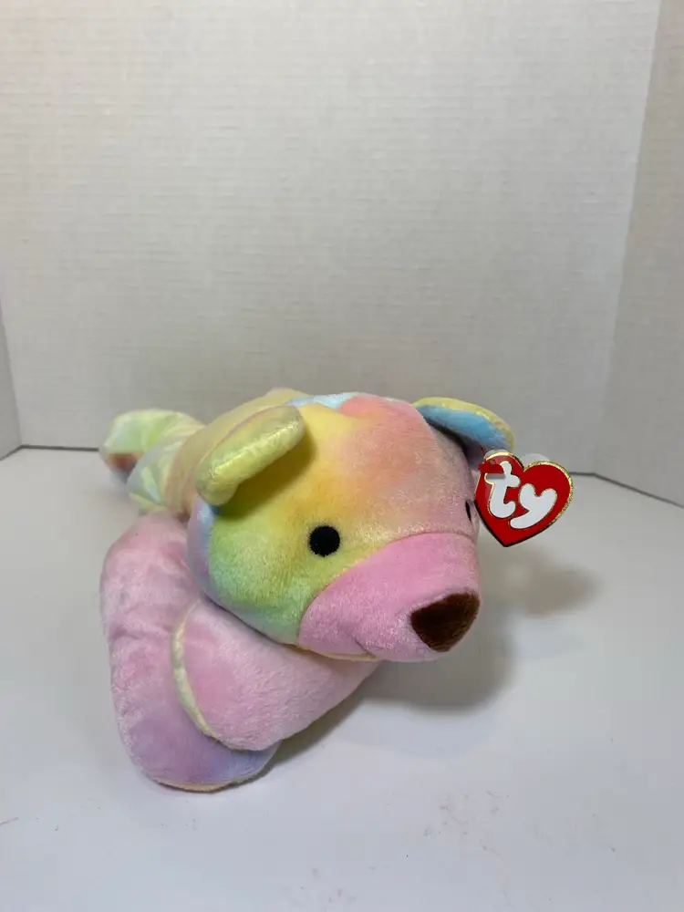 Ty Pillow Pal Bear Sherbet Pastel Yellow Neck Ribbon 1998 With Tags 14"14