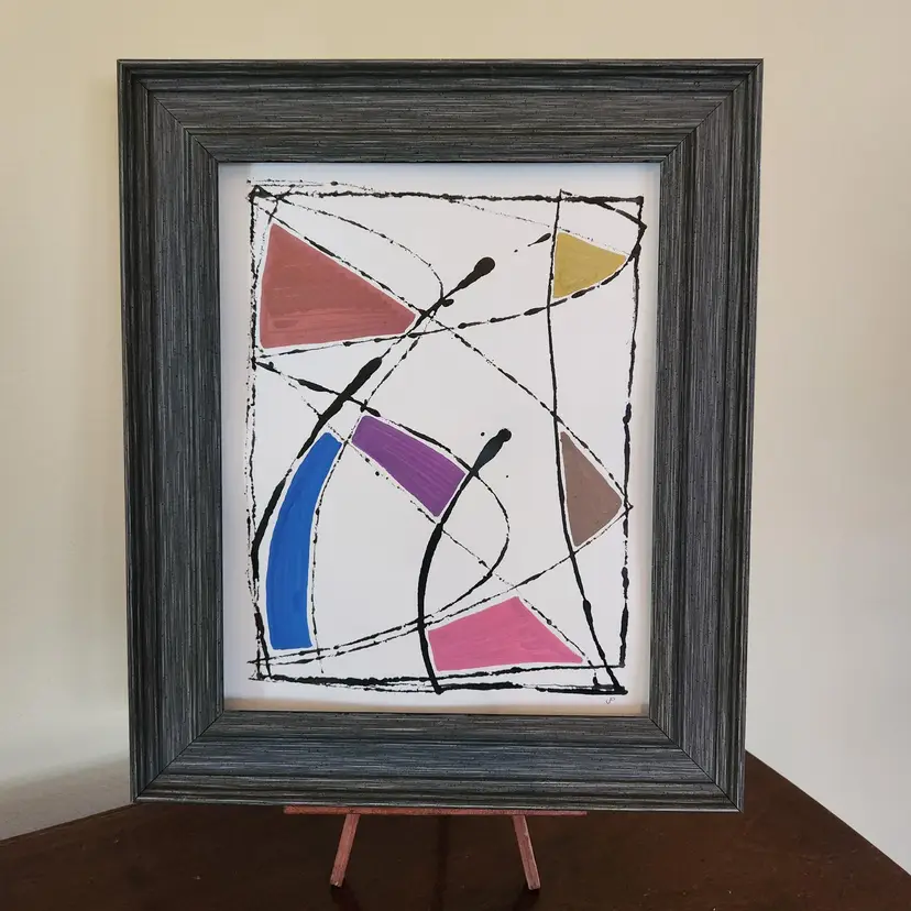 Acrylic Marble Art Painting On Watercolor Paper, Original, Colorful, Signed By The Artist, Unframed 8x10