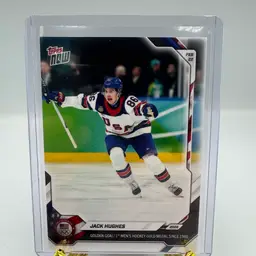 2026 Topps Now Olympics #18 Jack Hughes Golden Goal USA Men’s Hockey