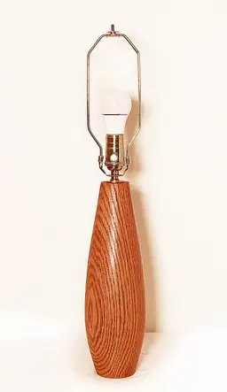 17" High Hand Crafted Turned Wood Oak  Lamp - MADE TO ORDER