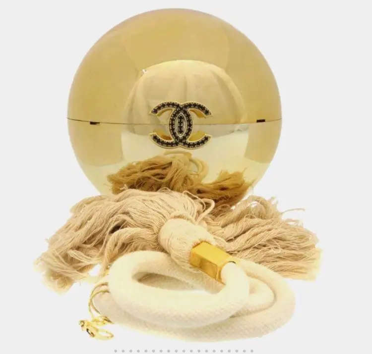 Chanel Gold Plexiglass Round Shape Minaudiere Bag