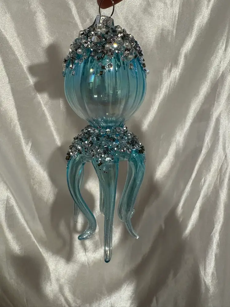 Jelly fish blown glass ornament