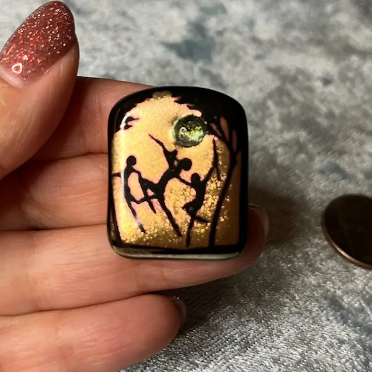 Fused Glass Brooch Dancers In The Woods