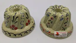 Authentic Kugelhopf Molds Hand Painted Soufflenheim France Set of 2