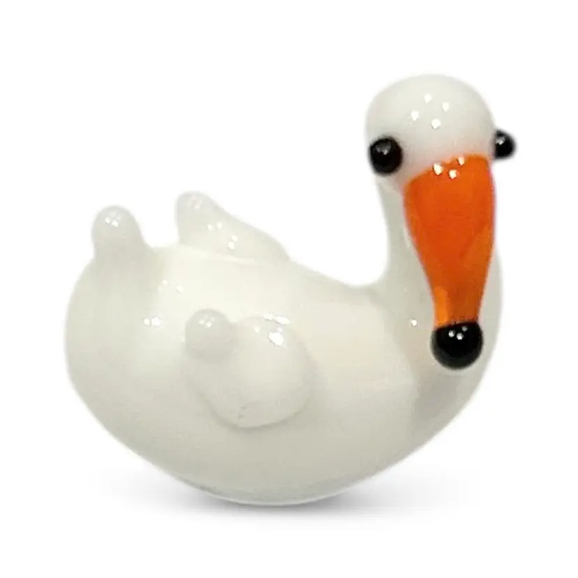 Mini Handblown White Art Glass Swan Figurine