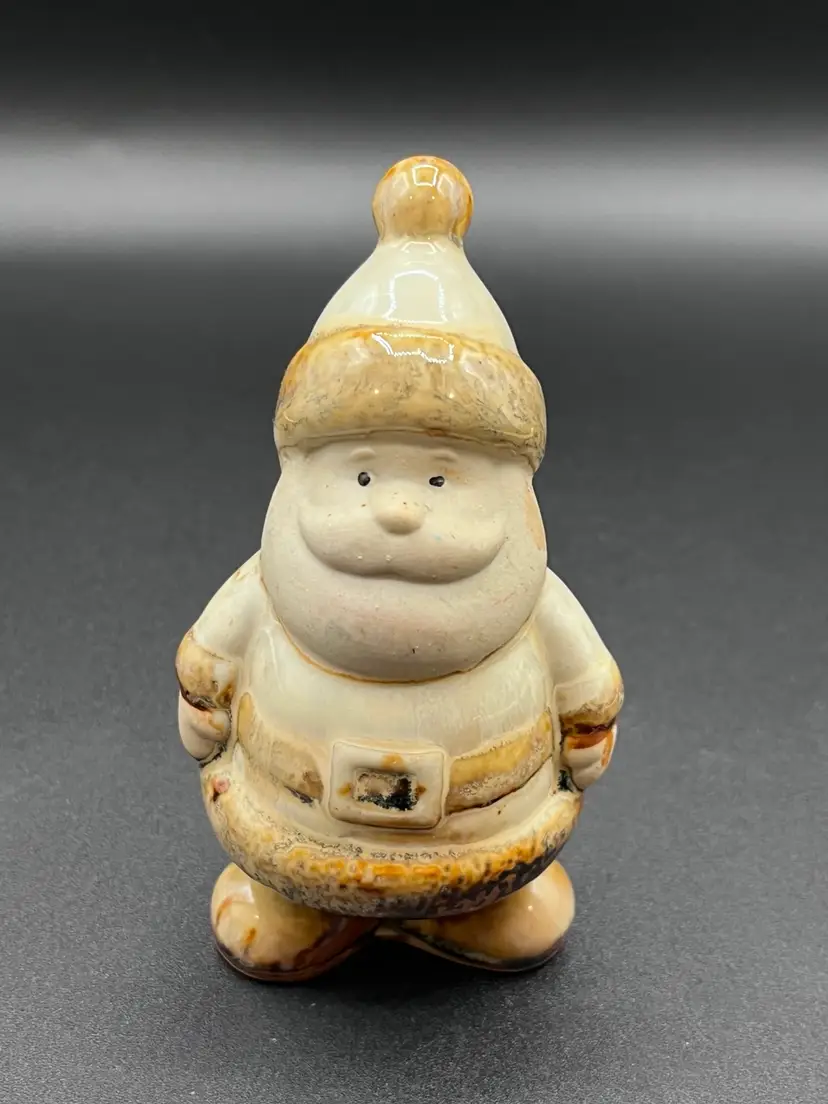Cafe Latte Brown Art Pottery Santa Claus Figurine 4.5"🎅