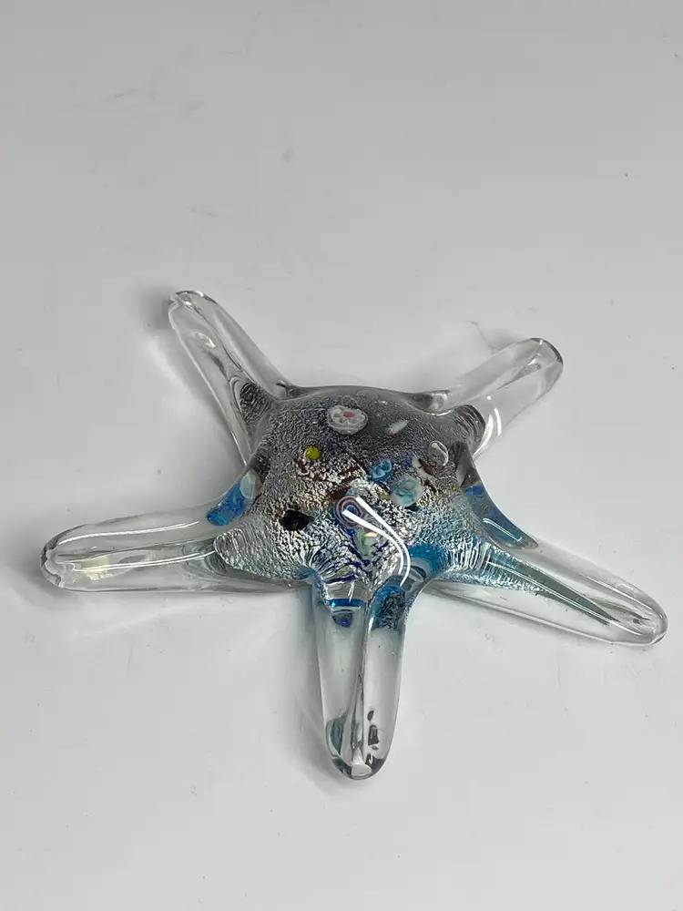 Millefiori Art Glass Starfish Paperweight, 4"