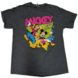 Disney Mickey Mouse & Friends Graphic Print Heather Gray Unisex Adult T-Shirt M