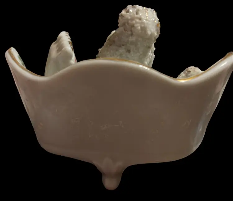 Porcelain Spaghetti Poodle Figurine On A Couch (Japanese)