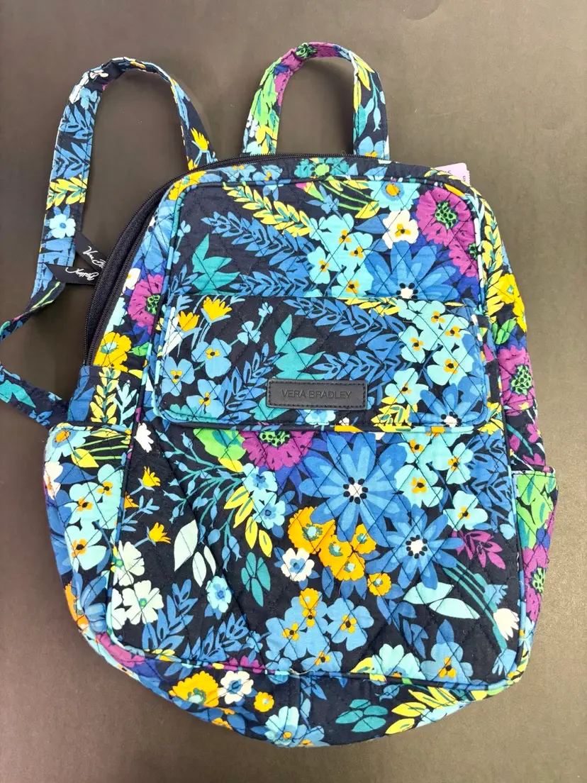 Vera Bradley Blue Floral Adjustable Strap Backpack