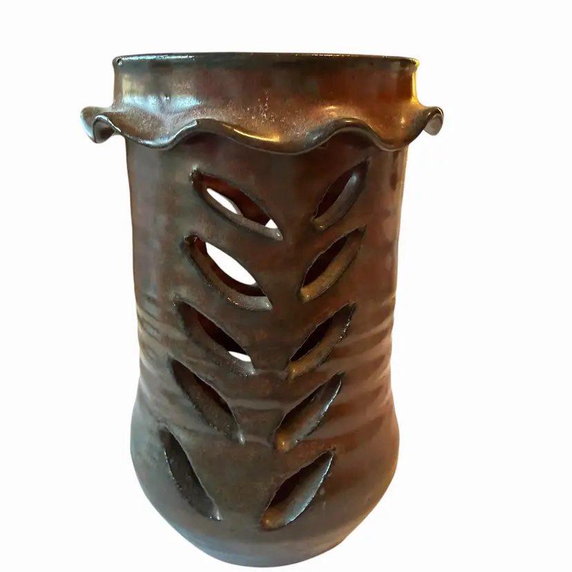 vintage studio art pottery from the 1970s, signed by a potter named "Strecker" and dated 1978