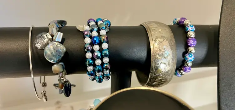 Vintage to Mod 36 PC Jewelry Lot Blue Silver Tone Bling  Estate Wear Resale  #ML-12