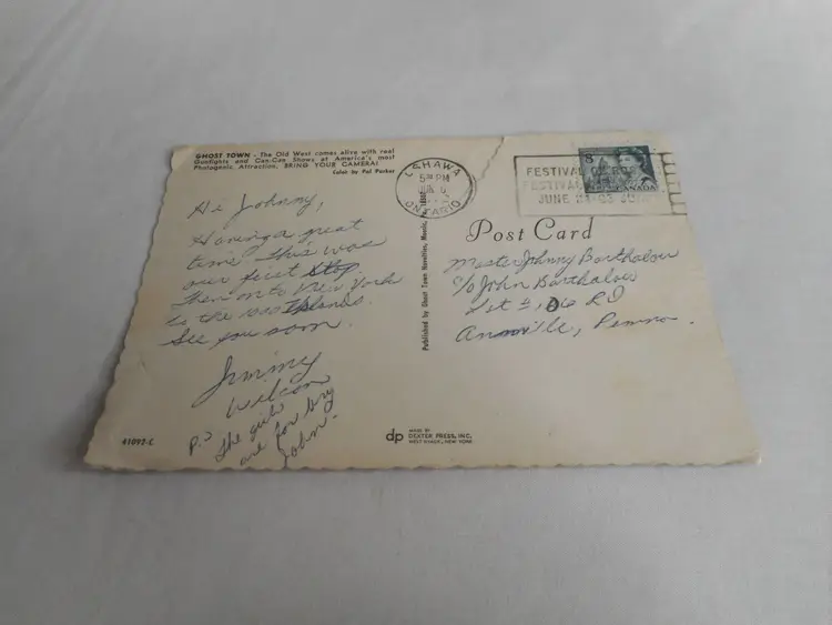 Vintage Postcard posted Ghost Town in the Glen Moosic PA cowboys Dancing Girls