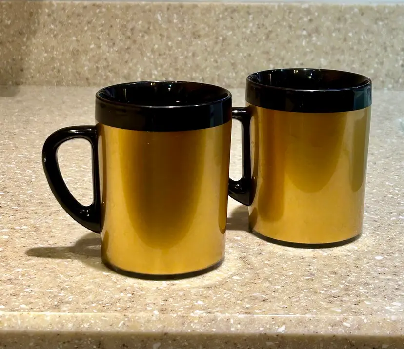 Pair Vtg West Bend Thermo-Serv Double Wall Insulated Camping Mugs Tumblers